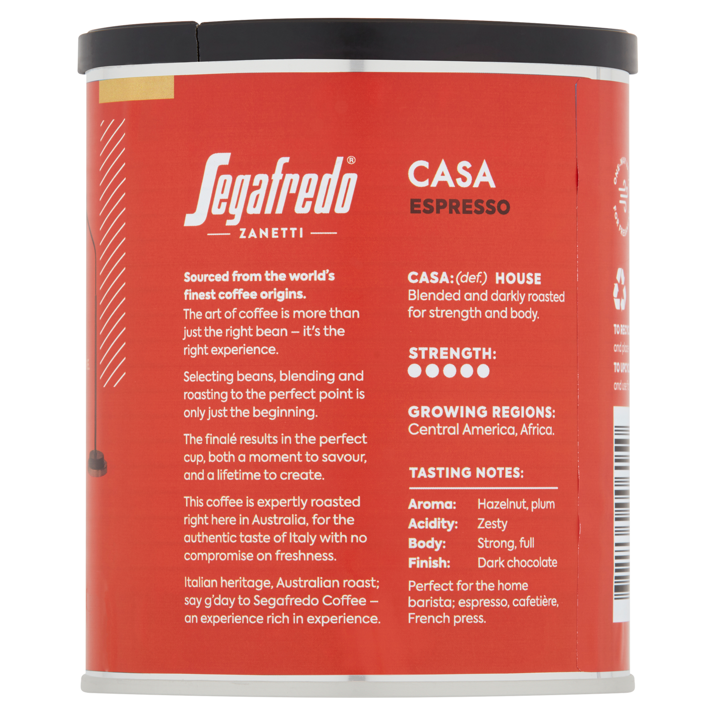 Segafredo Zanetti Espresso Casa Speciality Roasted 250g Ground Coffee