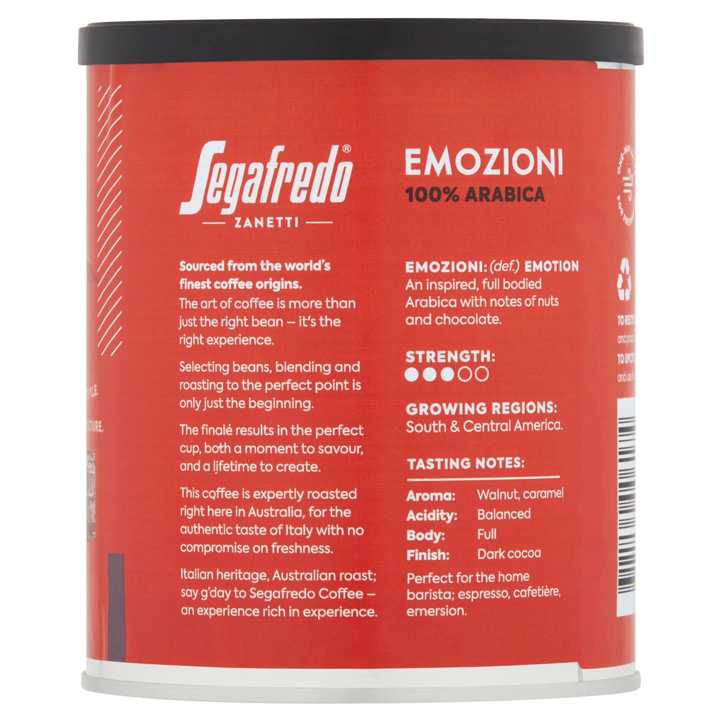 Segafredo Zanetti Emozioni 100% Arabica Roasted 250g Ground Coffee